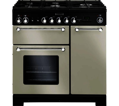 Rangemaster Kitchener 90 Dual Fuel Range Cooker - Ivory & Chrome